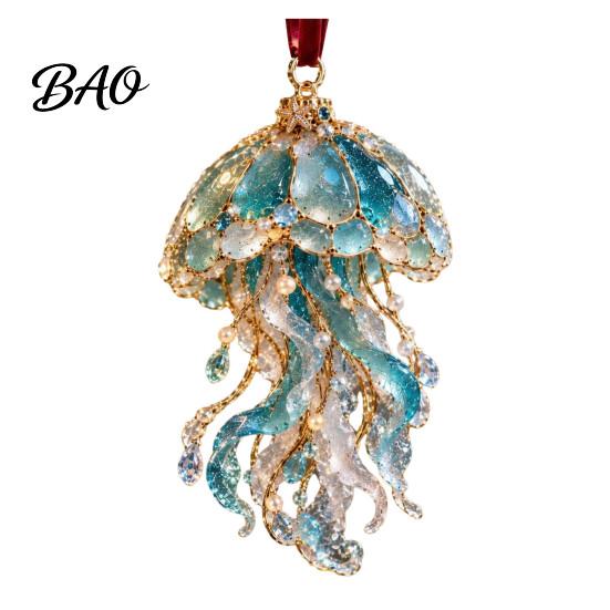 Party Favors for Festivals Sea Glass Christmas Ornament, Coastal Turtle Whale Shark Octopus Office Decorations Tree Hanging Decoration, Ocean-Inspired