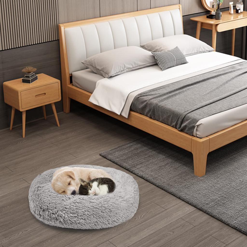 Aurako 70 см собака кошка круглый пончик питомец сон для маленьких холодных холодных щенков и выбор серо-коричневого цвета кровать, кровать, пушистая, подушка, кровать, добротная, кошки, собаки,