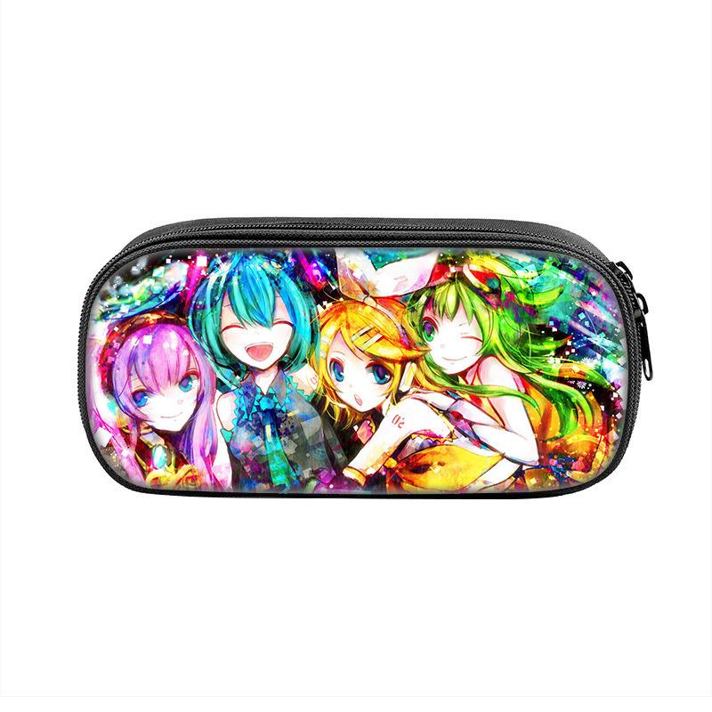 Пенал Хацунэ Мику Мику Аниме Аксессуары Для Мальчиков И Девочек Вместительный Пенал Сумка Для Канцелярских Принадлежностей