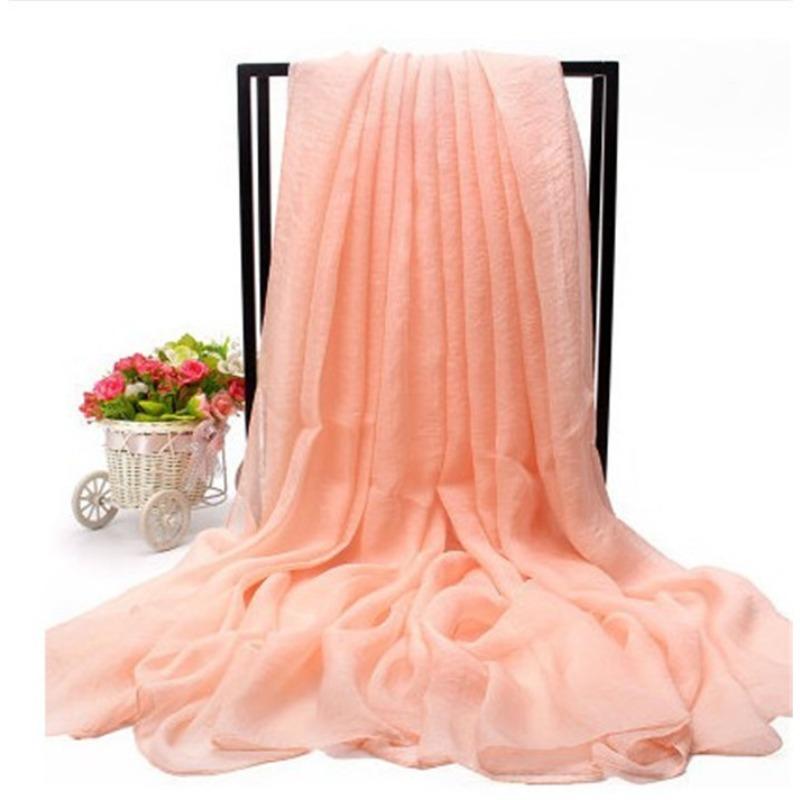 Очень большой искусственный шелковый шарф, однотонный шелковый шарф, пляжное полотенце на берегу моря, длинный весенне-осенний женский газовый шарф, шифоновый шарф для женщин