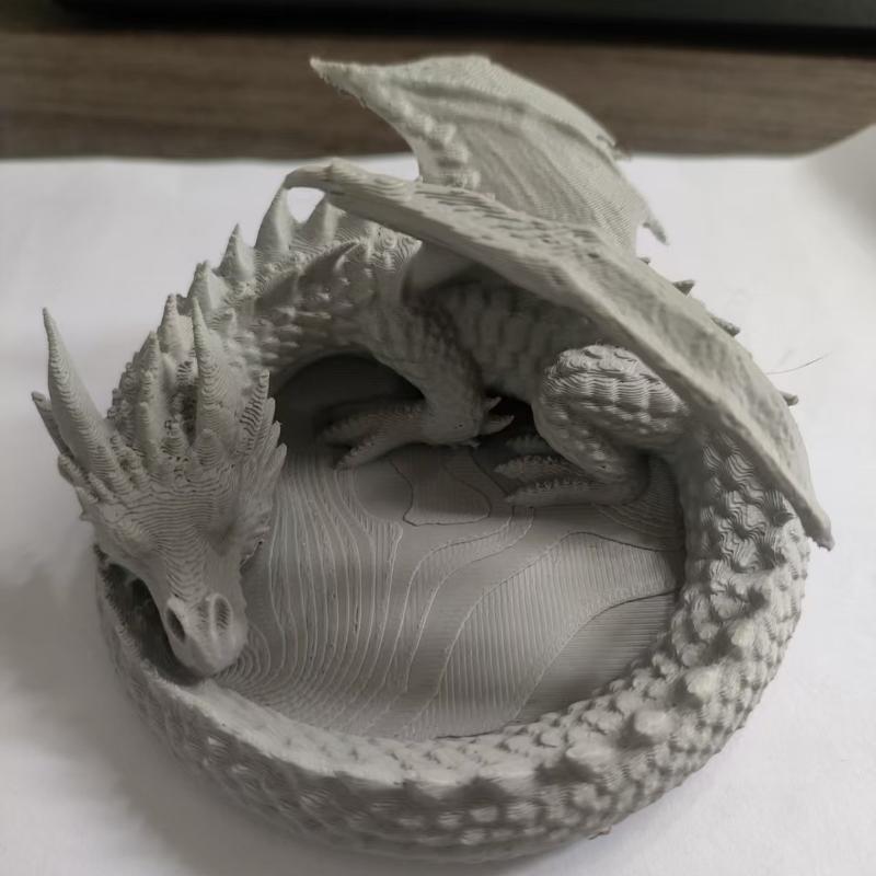 Готический Дракон-Хранитель Поднос для украшений 3D-печать Свернувшийся Дракон Фигурка Держатель для хранения Декор для стола Брелок Мелочи Дисплей