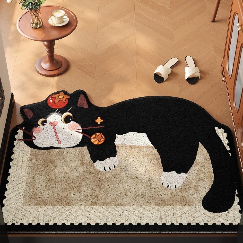 Absorbent Cartoon Cat Carpet Irregular Shaped Shower Carpet Soft Bathroom Floor Mat Bedroom