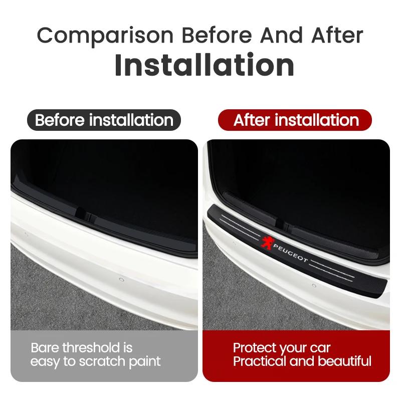 Stylish Carbon Fiber Car Trunk Rear Bumper Protection Sticker Anti-Scratch Auto Exterior Decal for Peugeot 308 306 205 4008 307