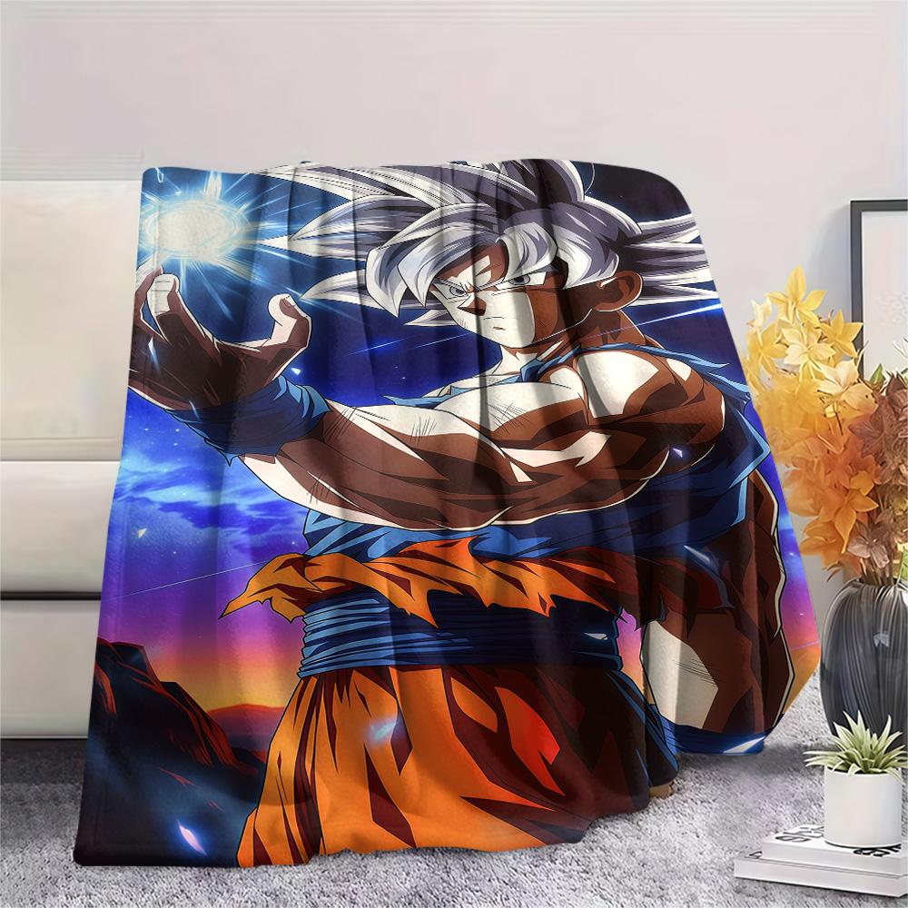 1PC Son Goku Patterned Flannel Blanket Suitable For All Seasons For Home Decor Warmth And Comfort Gifts Holiday Present