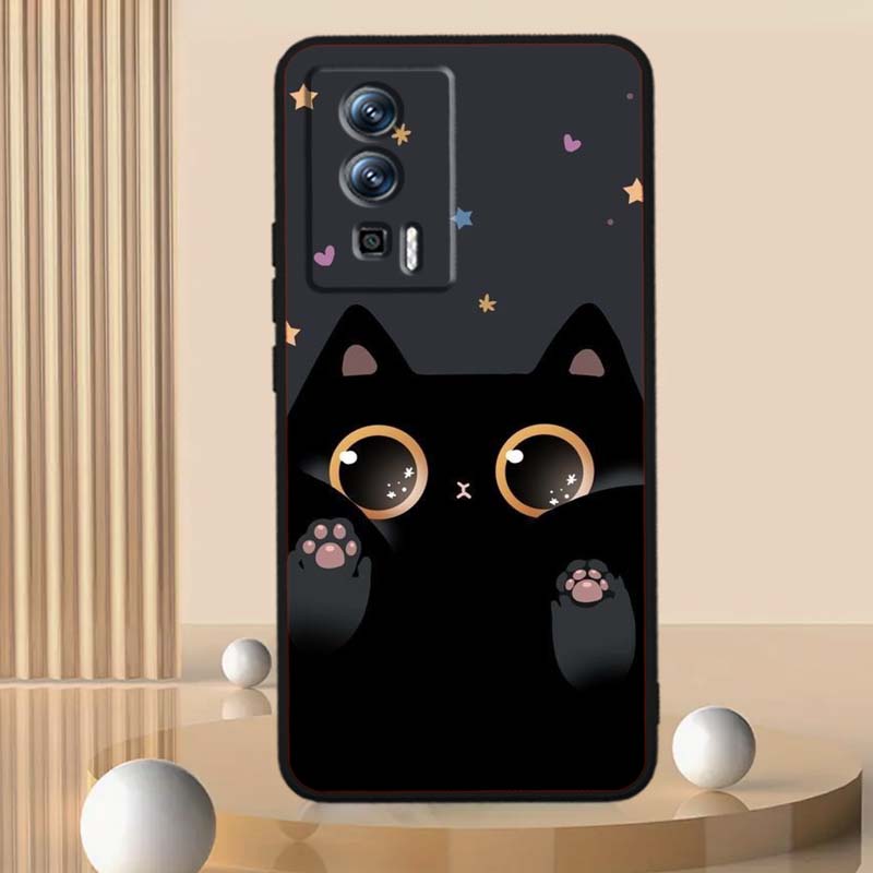 Мультяшный Милый Кот Для Xiaomi Redmi 12 13C 12C 13 10C 9T A2 9A 9C 7A Note 10S 8T 10 9 8 Pro 4G 5G Черный Чехол для Телефона