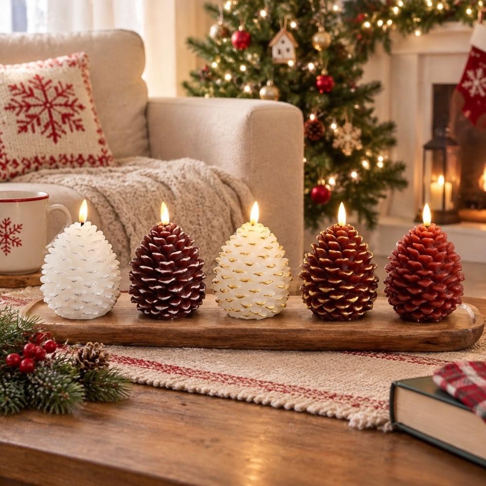 Paraffin Wax Christmas LED Candle Lights Electric Lights Fake Candles Christmas Ornaments