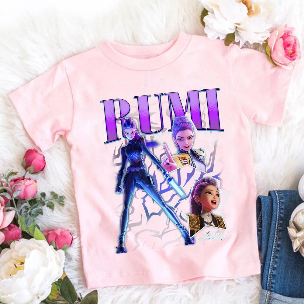 2025 Горячий Фильм Хлопковая Детская Футболка для Девочек Детская Одежда KPop Поклонники Охотников на Демонов Подарки Детская Одежда Модные Топы