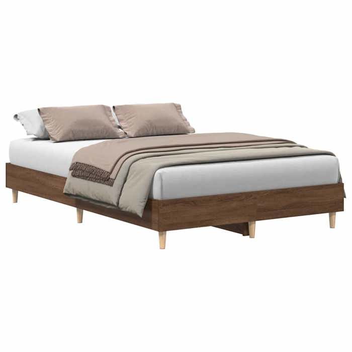 VidaXL Bed Frames Without Mattress Brown Oak 140x190 Cm, Bedroom Furniture, Bed Base, Double Bed, Bed, Bed Frame, Bed 861063