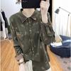 Korean Cotton Linen Floral Long Sleeved Shirt Women's Autumn Blouses Digital Printed Fashion Top Retro Base Shirt