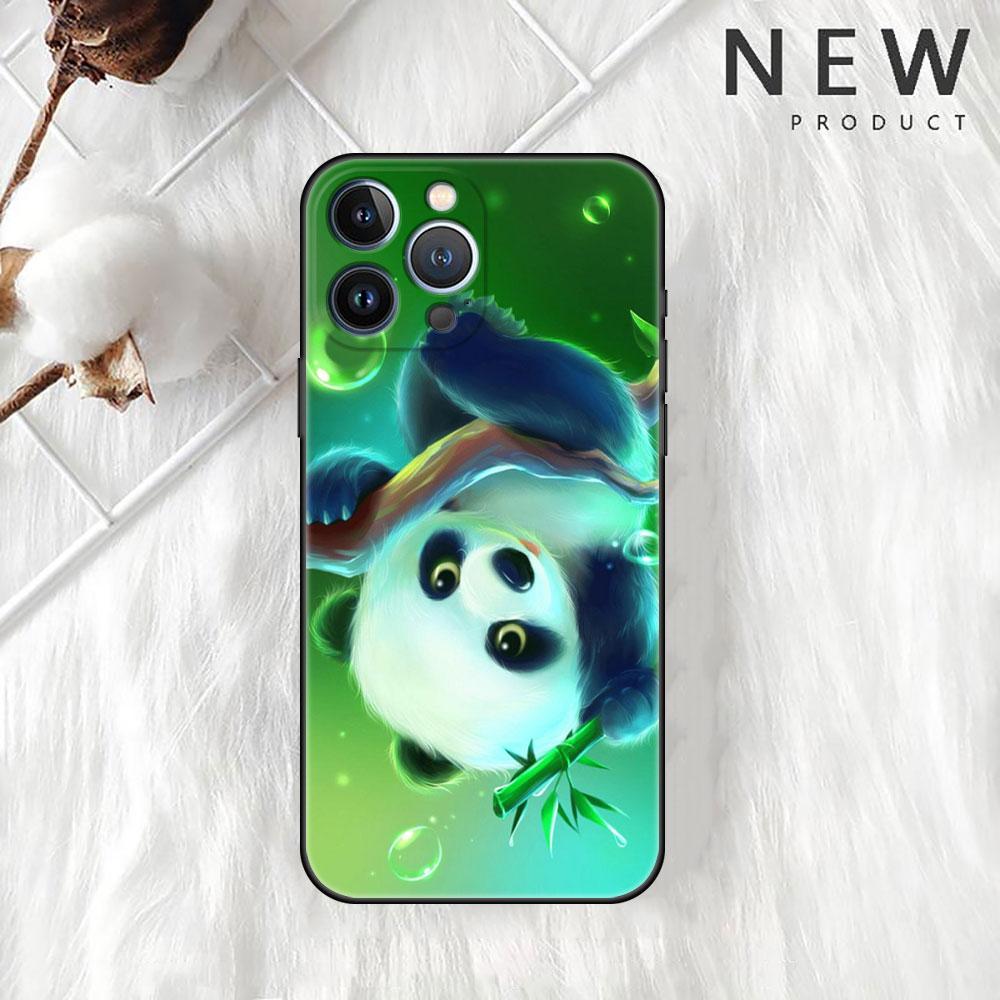Милый чехол с изображением панды из мультфильма для Apple iPhone 14 Pro Max 13 11 12 Mini SE 7 8 Plus X XS 6 6S, силиконовый чехол для телефона, мягкий, Funda