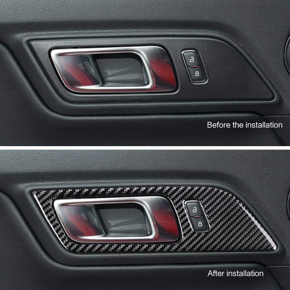 2x Carbon Fiber Front Interior Door Handle Trim Cover For Ford Mustang 2015-2022