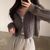Autumn Y2k Women Zippers Knitted Cardigan Casual Loose Solid Cropped Sweater Korean Short Long Sleeve Coats Tops Fashion Clothes