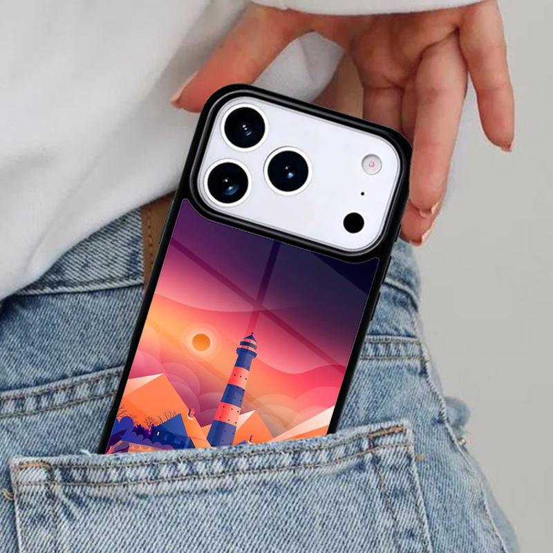 Абстрактный пейзаж шоссе маяк Чехол для телефона для iPhone 16e 15 14 13 12 17 Pro Max Plus Air 17pro Чехол Coque