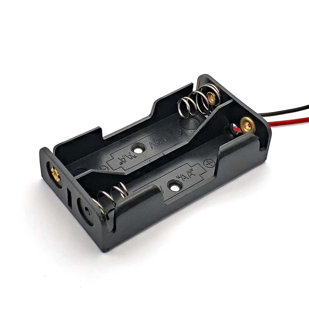 Черный Прозрачный Пластиковый Бокс для Хранения Батареек AA размера, Держатель с Выводами, с 2 Слотами, Бокс для Хранения Батареек AA размера