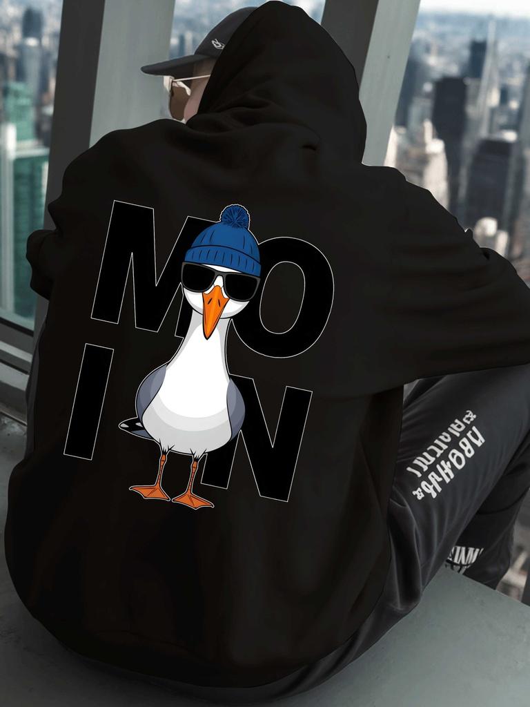 Hello, This Is a Loose-Fitting Large-Sized Hoodie for Men Featuring Trendy Street Style Prints, Pe