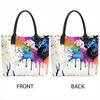  Watercolor Elk Print Canvas Tote Bag Casual Large Capacity Shoulder Handbag for Daily Use