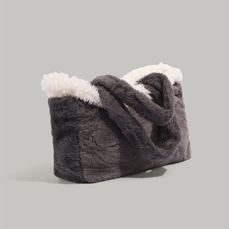 2024 Новая женская сумка Пушистая сумка-тоут Большая вместимость Сумка для мамы Модная сумочка Сумка через плечо для通勤 Тренд