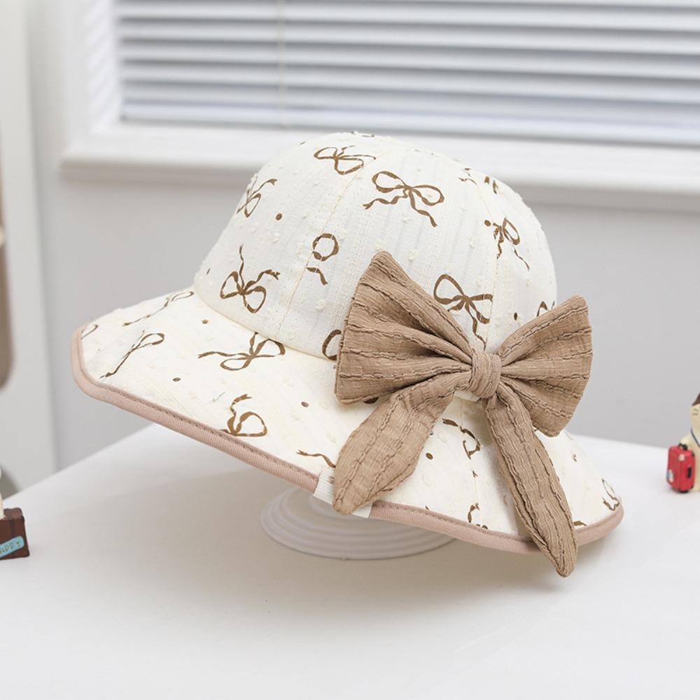 Kawaii Baby Fishermen Hat Bowknot Kids Bucket Hat Sunscreen Children Sun Hat Apparel Accessories