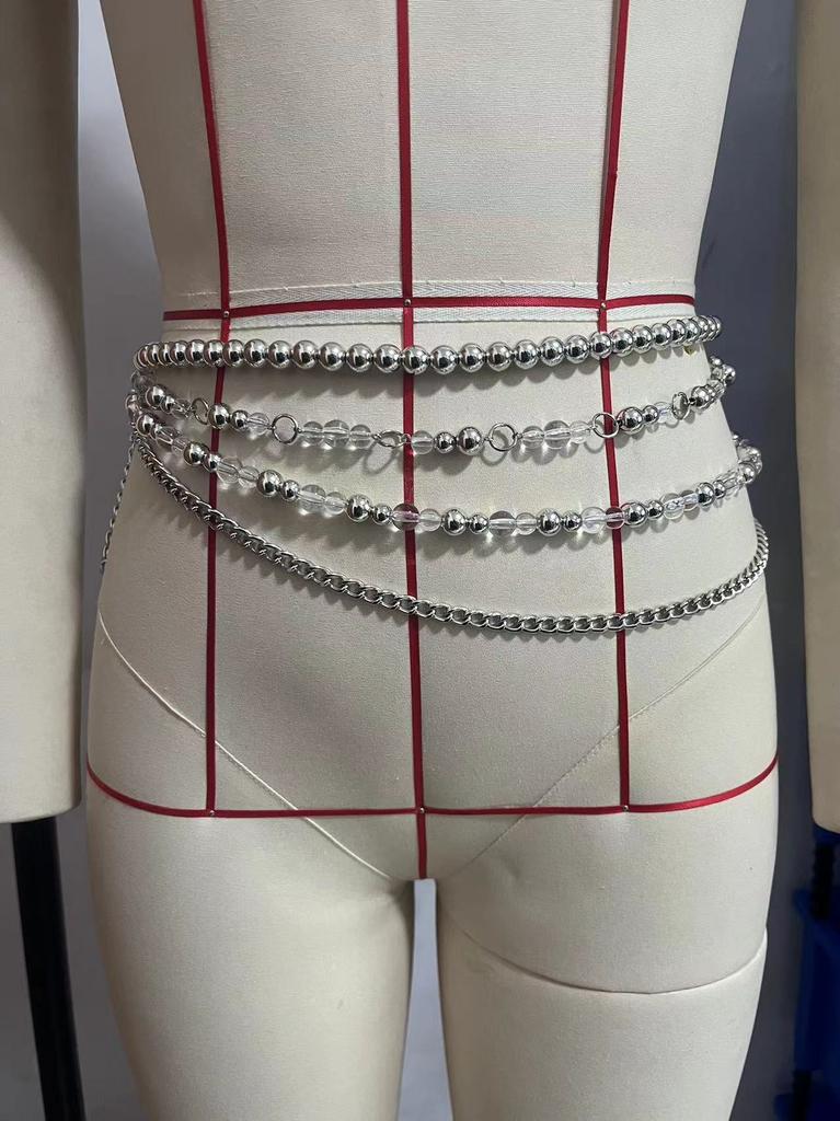 Transparent Crystal Beads Body Chain Bra Sexy Tops Halter Shoulder Chain Rave Body Jewelry