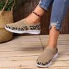 Women's Leopard Print Knit Running Shoes - Soft, Breathable, Lightweight Slip-On Sneakers with EVA Sole for Casual & Active Wear, Casual Sneakers