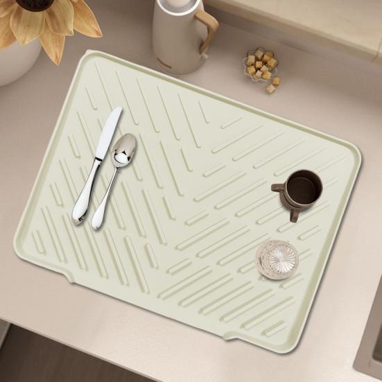 Силиконовый коврик для слива Водоотводящий коврик для кухонной раковины с наклонной конструкцией Термостойкая подставка для слива Поддон для сушки посуды Коврик для слива с циркуляцией воздуха