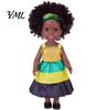 Safe Rubber Dolls for Children 14 Inch Black Doll with Afro Hair, Soft Vinyl Posable Play Educational Toys Diversity Kids, Dress Up Fashion