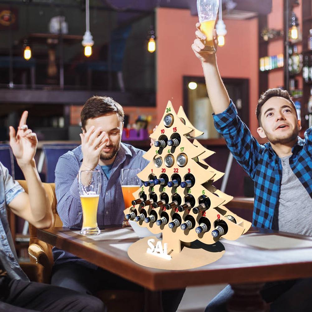 Рождественский Адвент-календарь, обратный отсчет, 24 деревянных рождественских мини-держателя для алкоголя, подставка для винных бутылок, украшения, подарки