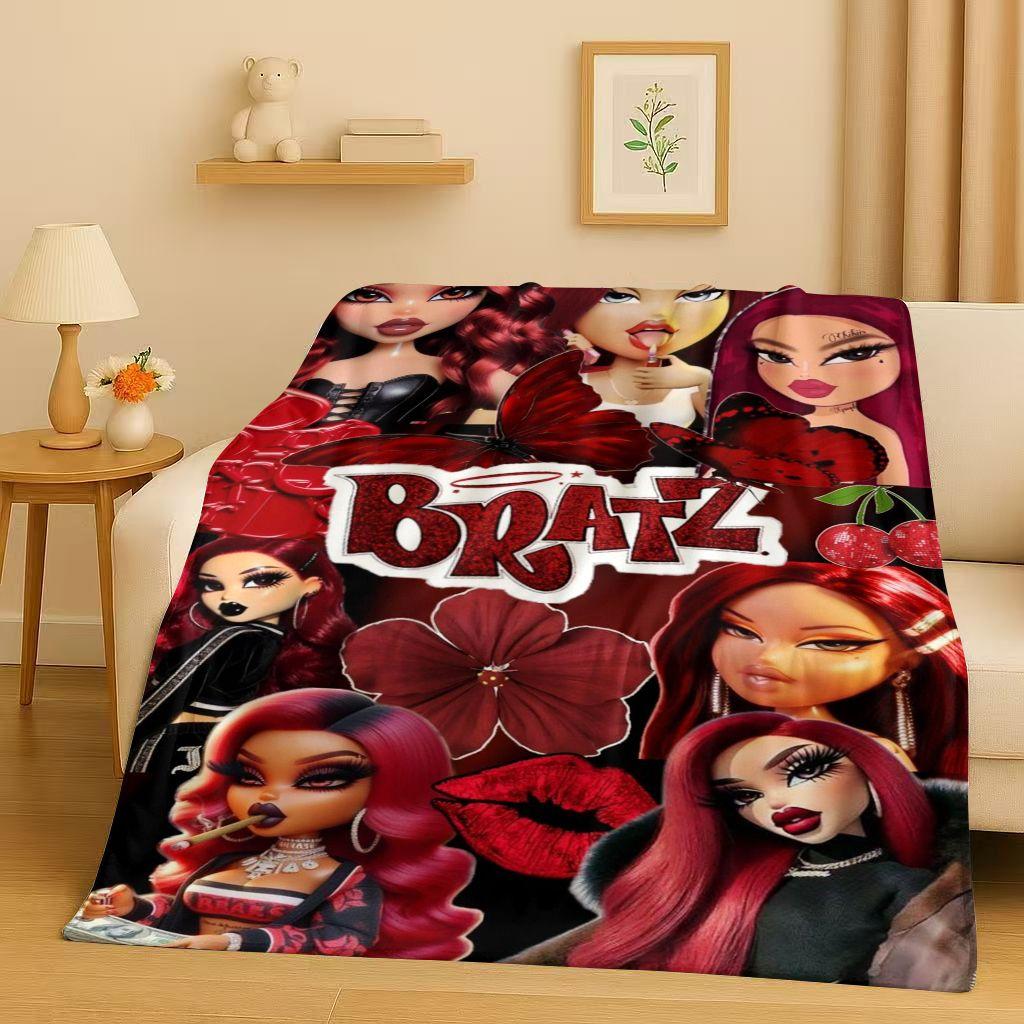 3D Cartoon Bratz Doll Girl Flannel Blanket,Ultra Soft Warm Plush Throw for Home Bedroom Bed Sofa Cover Office Gift Kids Picnic
