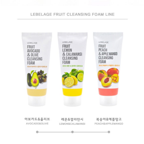 Lebelage Fruit Lemon&Calamansi/Peach&Apple/Avocado&Olive Очищающая пенка 100 мл (13 вариантов)