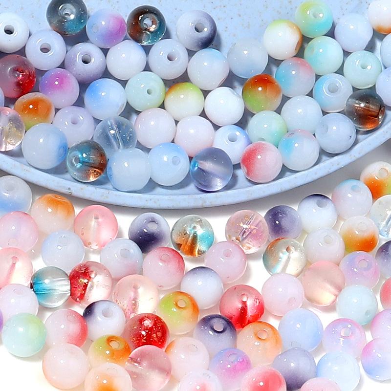 50 шт. Блестящие круглые стеклянные бусины 8 мм Разноцветные Lampwork Свободные Разделители Бусины Для Изготовления Украшений Поделки Своими Руками Браслет Аксессуары