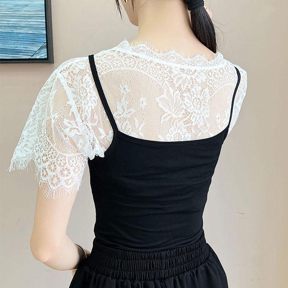 White Black Lace Shawl Lace Blouse Shoulders Scarf Fashion Fake Collar Cape Spring Autumn