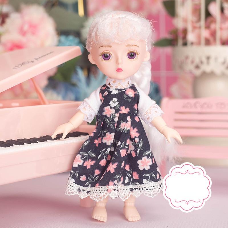 Мини-подвижная 13-шарнирная кукла 15 см, игрушка для девочек, 3D большие глаза, BJD принцесса, полная одежда, коллекция платьев, детская кукла в подарок