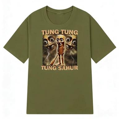 Графичная футболка Tung Sahur, Унисекс, Свободная, Короткий рукав, Круглый вырез, Смешной принт, Летняя повседневная футболка