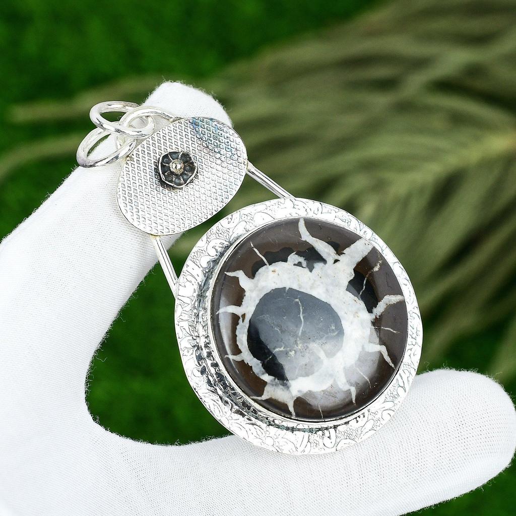 Распродажа ко Дню матери Марокканская грязь Трещина Окаменелый камень Новая подвеска Серебро 925 пробы