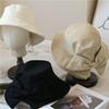 Bow Hat Big Brimmed Hat  Solid Color Female Fisherman Hat Hepburn Style Sunscreen Sun Hat