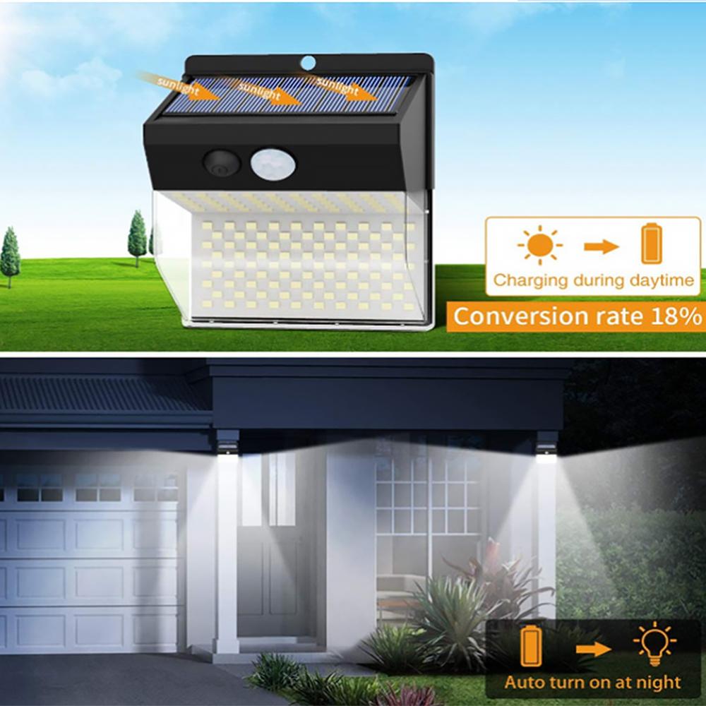 172 светодиодных солнечных фонарей, наружный супер яркий 3-режимный датчик движения, настенный солнечный светильник с широким углом обзора 270 градусов, охранное освещение