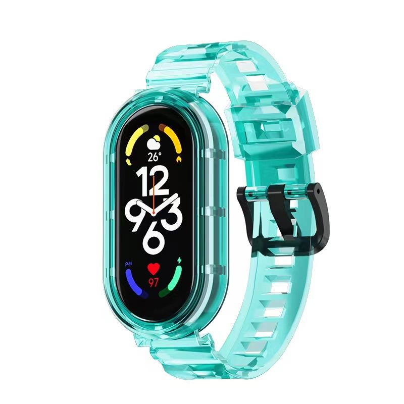 Прозрачный чехол из ТПУ + ремешок для Xiaomi Mi Band 10 9 8 Мягкий спортивный влагоотводящий ремешок Аксессуары для смарт-браслета Xiaomi 9 8 10