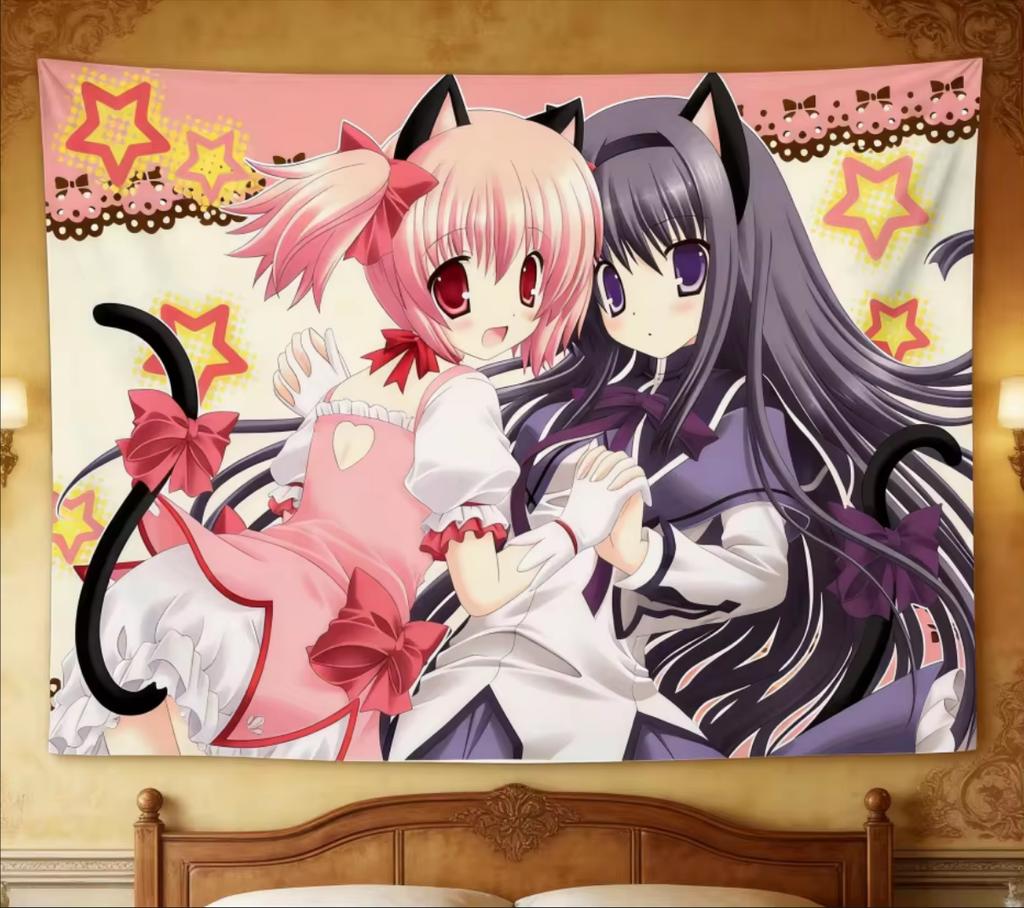 Тканевое панно Puella Magi Madoka Magica спальня общежитие аниме настенный декор волшебная девушка атмосфера домашний декор