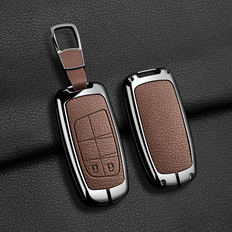 Zinc Alloy Leather Car Key Case Cover Shell for Dodge Ram 1500 Journey Charger Dart Challenger Durango Auto Keychain Accessories