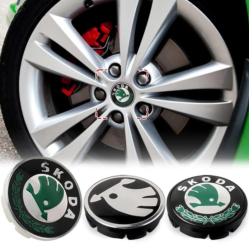 4Pcs 56MM Car Emblem Wheel Center Hub Cap Covers Auto Rim Cover For Skoda S VRS VII Octavia Superb A5 A7 3 Kodiaq Rapid Fabia