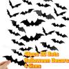 48Pcs Halloween Decorations Indoor 3D Bats Wall Stickers 4 Size For Home Decor, Extra Large Black Scary Bats Window Door Porch Dec