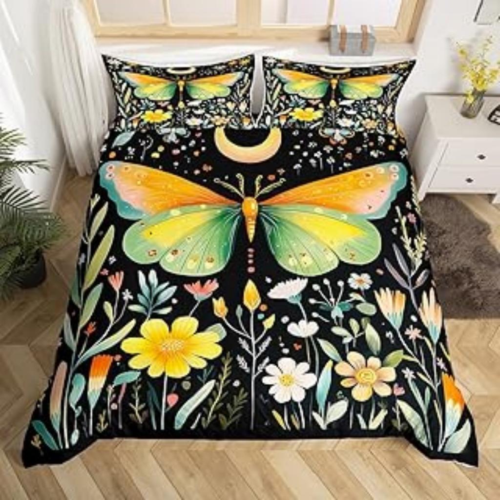 Butterfly Duvet Cover Set Queen King Size 3D Printed Bedding Quilt Cover Set For Girls Kids Teens 3 Piece Set 2 Pillowcases