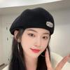 Women's Reversible Wool Beret - Warm Autumn/Winter Hat with Retro Style Logo