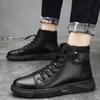 Men's High-top Boots 2024New Casual Leather Boot Fashion Motorcycle Boots for Men Plush Warm Winter Boots Big Size48Botas Hombre