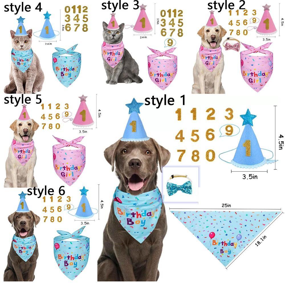 Cute Pet Birthday Caps Adjustable Cat Triangle Scarf Dog Dress Up Dog Birthday Bib  for Dogs Cats
