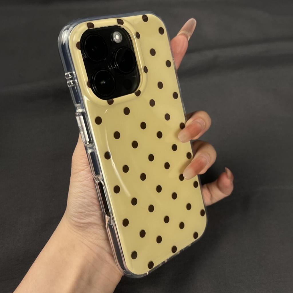 Простой милый глянцевый желе-чехол с горошком, противоударный, для iPhone 17 Air 11 12 13 14 15 16 Pro Max, IMD, противоударные чехлы Capa