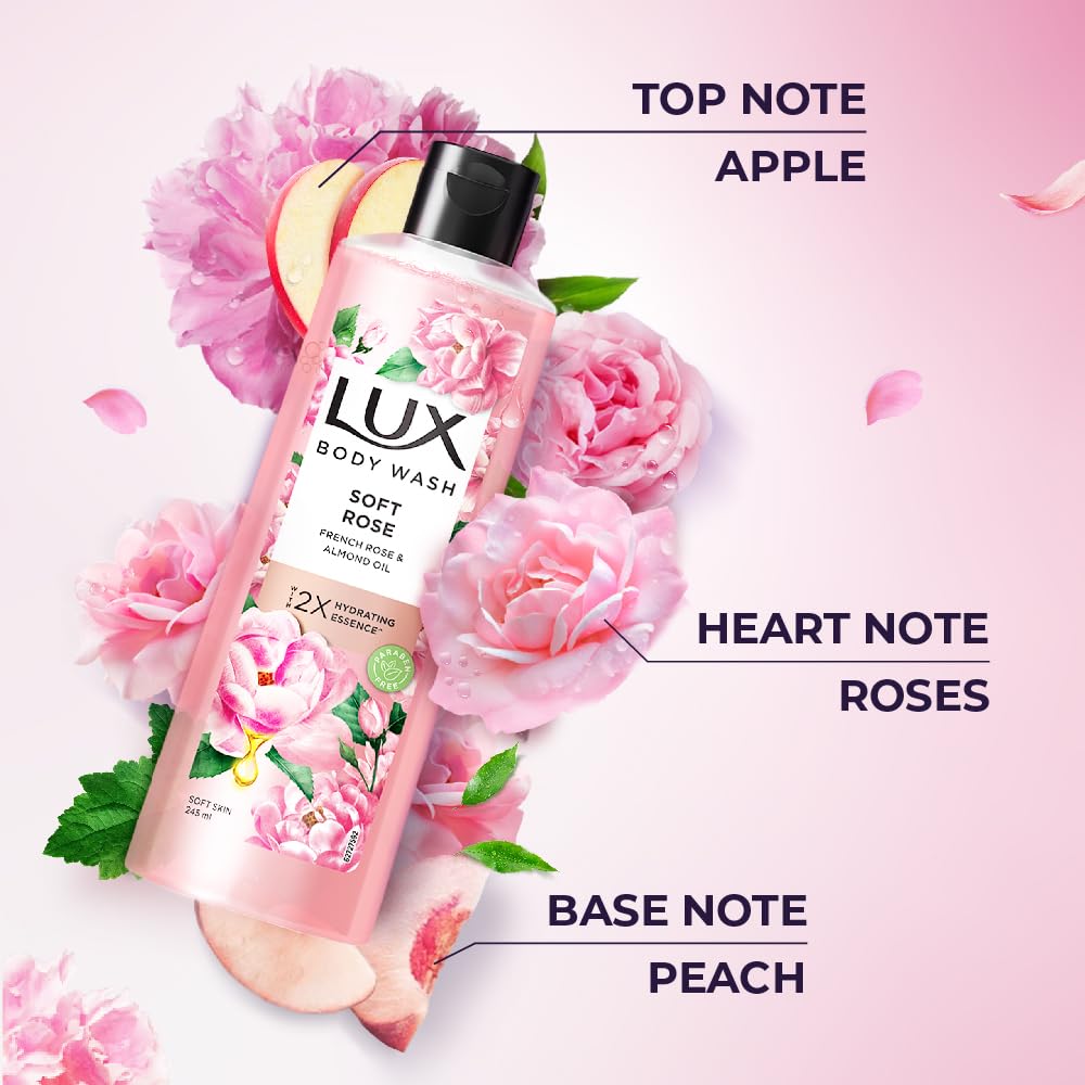 Гель для душа Lux Soft Rose с французской розой и миндальным маслом 245 мл Упаковка из 1 штуки Не содержит парабенов Мягкий жидкий гель для душа для мягкой сияющей кожи