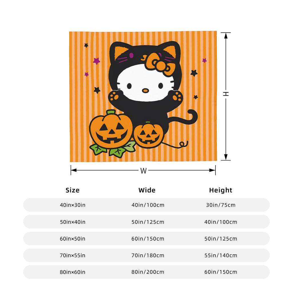 Hello Kitty Halloween Blanket Fleece Spring Autumn Pumpkins Multifunction Warm Throw Blanket for Sofa Office Bedspreads