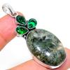 Prehnite, Diopside Handmade 925 Sterling Silver Gift Pendant 2.25" I5H98