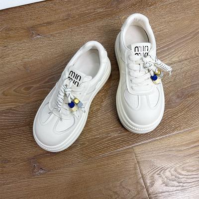 Кожаные маленькие белые туфли женские 2025 осень новые туфли на толстой подошве повседневные туфли Форреста Гампа универсальная спортивная женская обувь